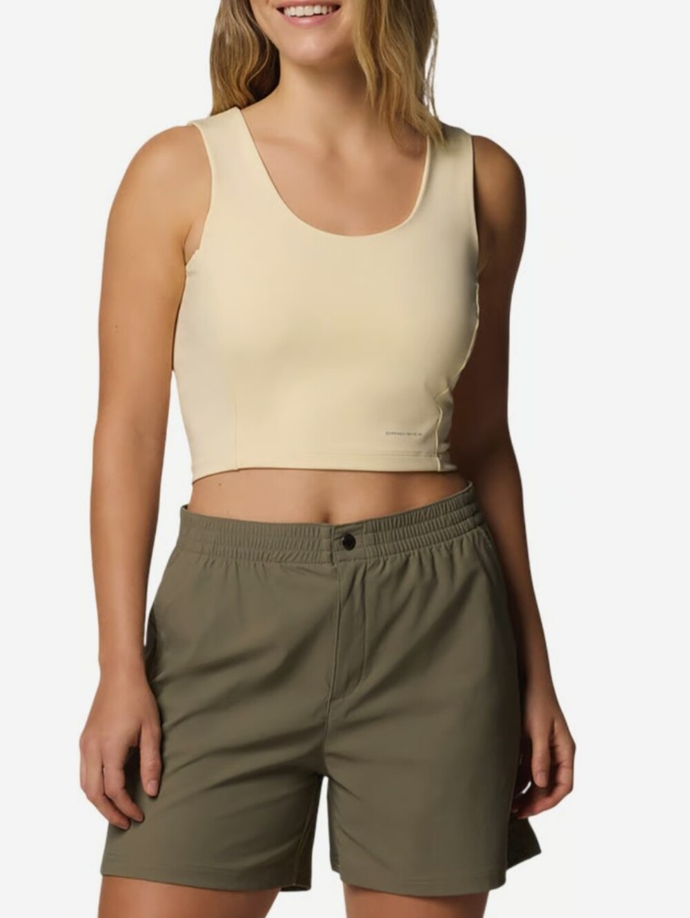 Cropped Scoop Neck Tank Top in Pale Yellow